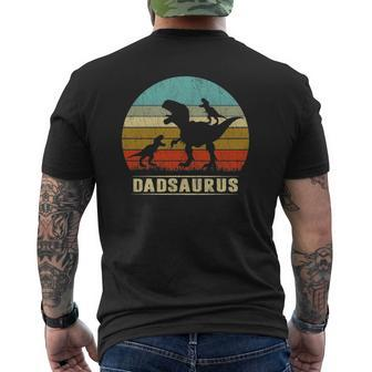 Dad Dinosaur Dadsaurus 2 Two Kids Father's Day Mens Back Print T-shirt | Mazezy AU
