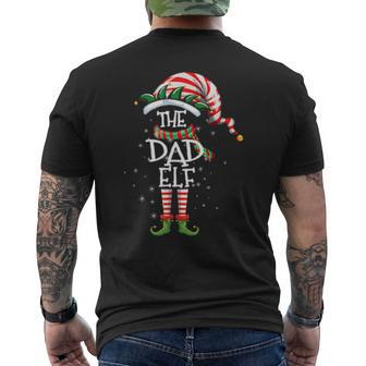 The Dad Elf Matching Family Group Christmas Party Pajama Mens Back Print T-shirt | Mazezy