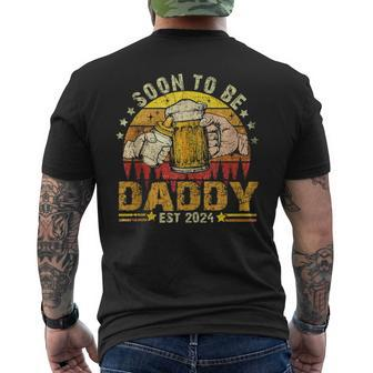 Dad Est 2024 Promoted To Daddy 2024 Fathers Day New Dad 2024 Men's T-shirt Back Print - Thegiftio UK