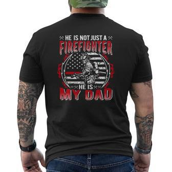 My Dad Is A Firefighter Thin Red Line Fire Son Daughter Mens Back Print T-shirt | Mazezy
