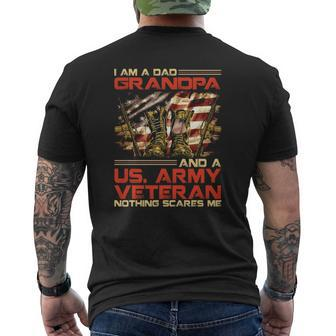 I Am A Dad Grandpa And An Army Veteran Nothing Scares Me Mens Back Print T-shirt | Mazezy