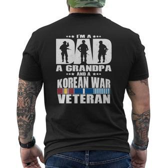 Dad A Grandpa And A Korean War Veteran Graphic Father Tee Mens Back Print T-shirt | Mazezy