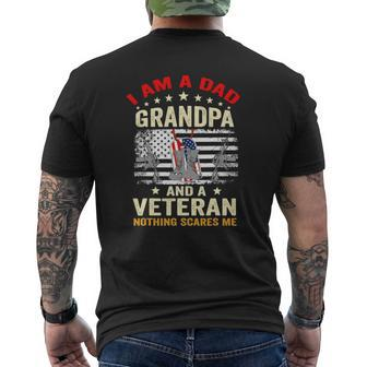 I Am A Dad Grandpa And A Veteran Veterans Day Usa Flag Mens Back Print T-shirt | Mazezy