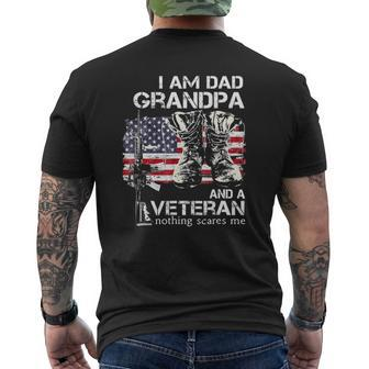 I Am Dad Grandpa And A Veteran Nothing Scares Me Mens Back Print T-shirt | Mazezy