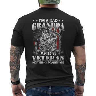 Im A Dad Grandpa And A Veteran Patriot Usa Flag Army Old Man Men's T-shirt Back Print - Monsterry DE
