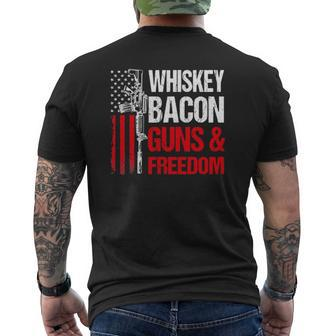 Dad Grandpa Veteran Us Flag Whiskey Bacon Guns Freedom Mens Back Print T-shirt | Mazezy UK