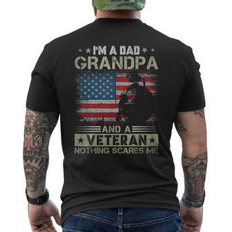 Dad Grandpa Veteran Usa Flag Fathers Day 2024 Veterans Men's T-shirt Back Print - Seseable