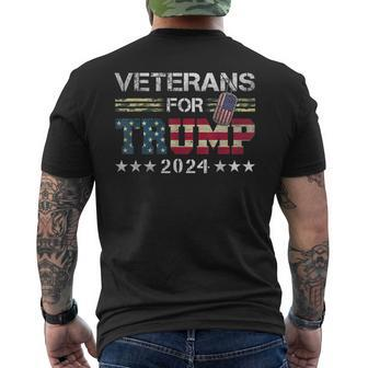 Dad Grandpa Veterans For Trump 2024 American Flag Camo Mens Back Print T-shirt - Thegiftio