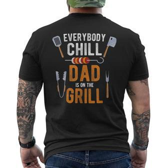 Dad Is On The Grill Bbq Accessories Barbecue Father Smoker Men's T-shirt Back Print - Monsterry