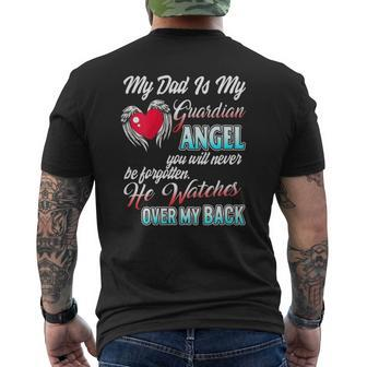 My Dad Is My Guardian Angel Father Remembrance Daughter Son Mens Back Print T-shirt | Mazezy