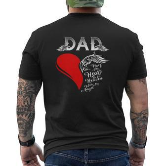 Dad In Heaven Half My Heart Is In Heaven With My Angel Mens Back Print T-shirt | Mazezy