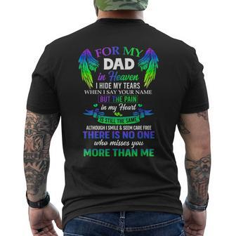 For My Dad In Heaven Touching Tribute For Passed Away Father Men's T-shirt Back Print - Monsterry CA