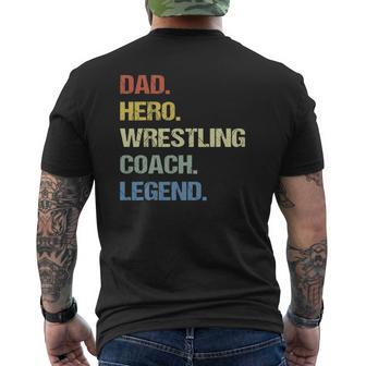 Dad Hero Wrestling Coach Legend Mens Back Print T-shirt | Mazezy