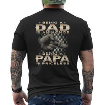 Being A Dad Is An Honor Being A Papa Is Priceless Grandpa Mens Back Print T-shirt | Mazezy