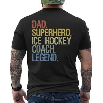 Dad Ice Hockey Coach Superhero Legend Fathers Day Mens Back Print T-shirt - Thegiftio UK