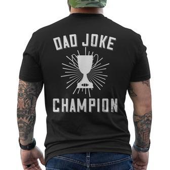 Dad Joke Champion Dad Saying Fathers Day Trophy Men's T-shirt Back Print - Seseable