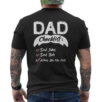 Dad Jokes Bob Acting Like My Kids Checklist Father's Day Mens Back Print T-shirt | Mazezy
