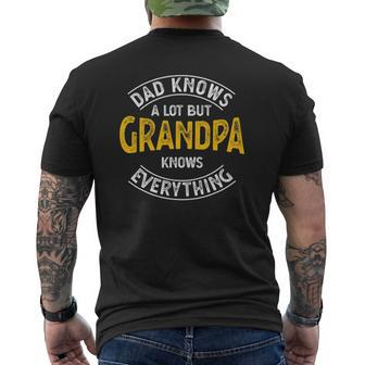 Dad Knows A Lot But Grandpa Knows Everything Granddad Mens Back Print T-shirt | Mazezy