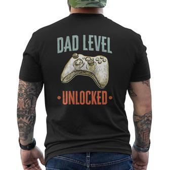 Dad Level Unlocked Pregnancy Announcement Father Gamer Mens Back Print T-shirt | Mazezy AU