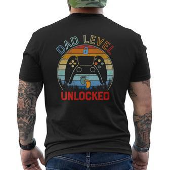 Dad Level Unlocked Soon To Be Dad Apparel Mens Back Print T-shirt | Mazezy