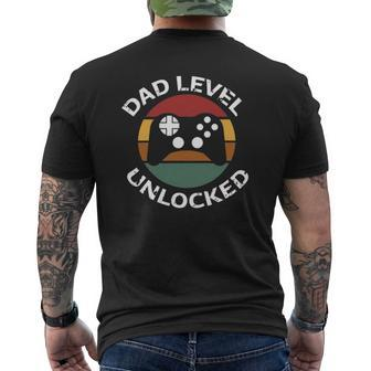 Dad Level Unlocked With Games Controler Fathers Day For Dad Mens Back Print T-shirt | Mazezy