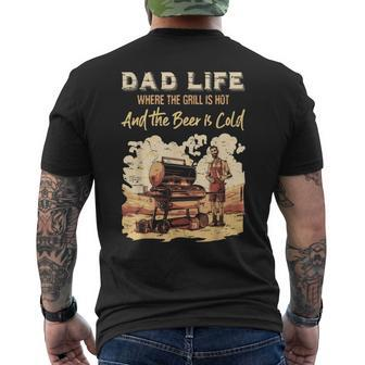 Dad Life Where The Grill Is Hot & Beer Is Cold Father's Day Men's T-shirt Back Print - Monsterry