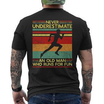 Dad Love Never Underestimate An Old Man Who Runs For Fun Men's T-shirt Back Print - Monsterry