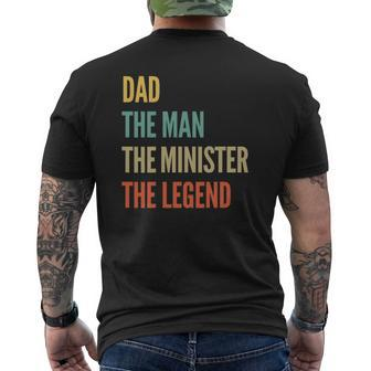 The Dad The Man The Minister The Legend Mens Back Print T-shirt | Mazezy