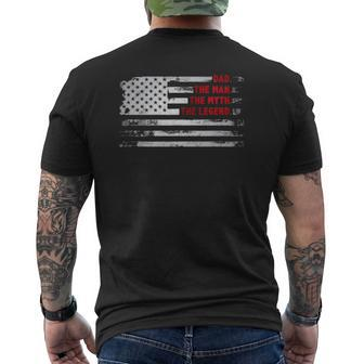 Dad The Man Myth Legend American Usa Flag Father’S Day Mens Back Print T-shirt | Mazezy