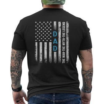 Dad The Man The Myth The Legend Us Flag Father's Day Mens Back Print T-shirt | Mazezy
