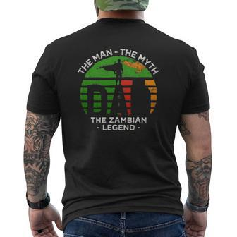 Dad The Man The Myth The Zambian Legend Zambia Vintage Flag Mens Back Print T-shirt | Mazezy