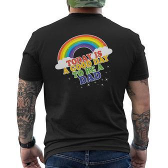 Dad For Men Baby Announcement Rainbow Mens Back Print T-shirt | Mazezy