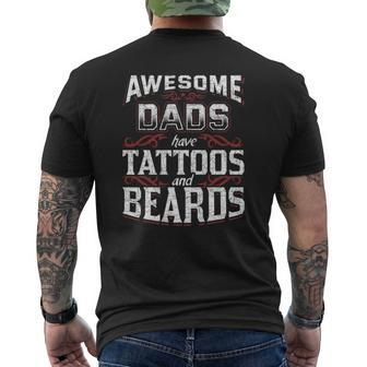 Dad Men Cool Daddy Tattoos Beards Father Mens Back Print T-shirt | Mazezy