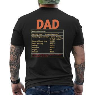 Dad Nutritional Facts Father's Day Mens Back Print T-shirt | Mazezy