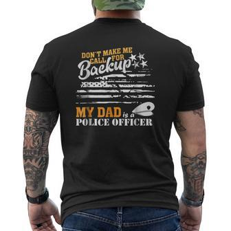 My Dad Is A Police Officer Son Daughter Police Mens Back Print T-shirt | Mazezy