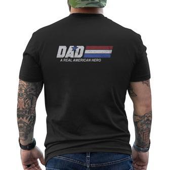 Dad A Real American Hero Father's Day Retro Vintage Mens Back Print T-shirt | Mazezy