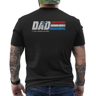 Dad A Real American Hero Mens Back Print T-shirt | Mazezy