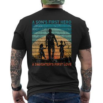 Dad Son's First Hero Daughter Love For Fathers Day Men's T-shirt Back Print - Seseable