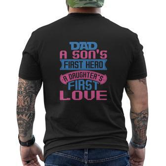 Dad A Son's First Hero A Mens Back Print T-shirt | Mazezy