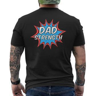 Dad Strength In Comic Book Font Men's T-shirt Back Print - Monsterry