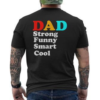 Dad Strong Smart Cool Mens Back Print T-shirt | Mazezy