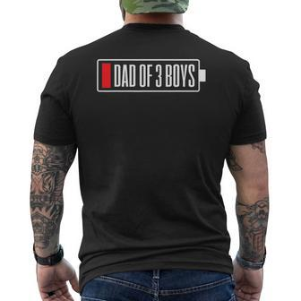 Dad Three Boys Father's Day Mens Back Print T-shirt | Mazezy