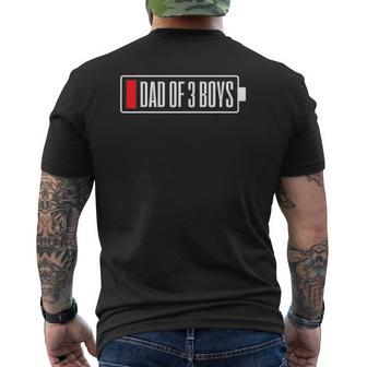 Dad Three Boys Father's Day Mens Back Print T-shirt | Mazezy
