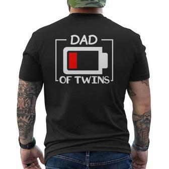 Dad Of Twins Low Battery Mens Back Print T-shirt | Mazezy