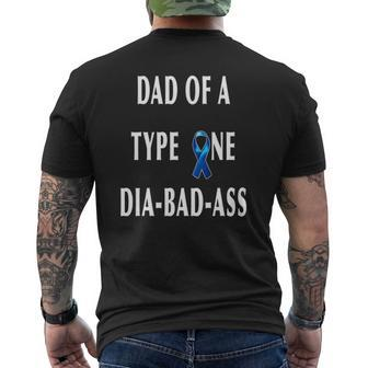 Dad Of A Type One Dia Bad Ass Diabetic Son Or Daughter Mens Back Print T-shirt | Mazezy