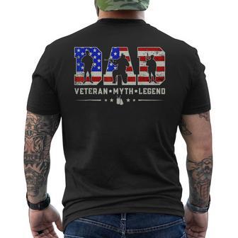 Dad Veteran Myth Legend Fathers Day 4Th Of July Usa Flag Men Men's T-shirt Back Print - Monsterry UK