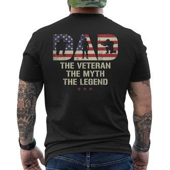 Dad The Veteran Myth Legend Us Flag Fathers Day Men's T-shirt Back Print - Monsterry