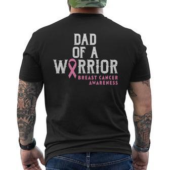 Dad Of A Warrior Breast Cancer Awareness Support Daughter Men's T-shirt Back Print - Monsterry