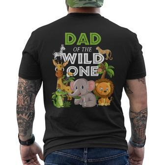 Dad Of The Wild One Zoo Birthday Safari Jungle Animal Men's T-shirt Back Print - Thegiftio UK