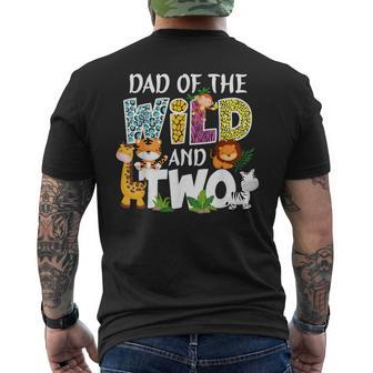 Dad Of The Wild And Two Zoo Safari Jungle Birthday Men's T-shirt Back Print - Thegiftio
